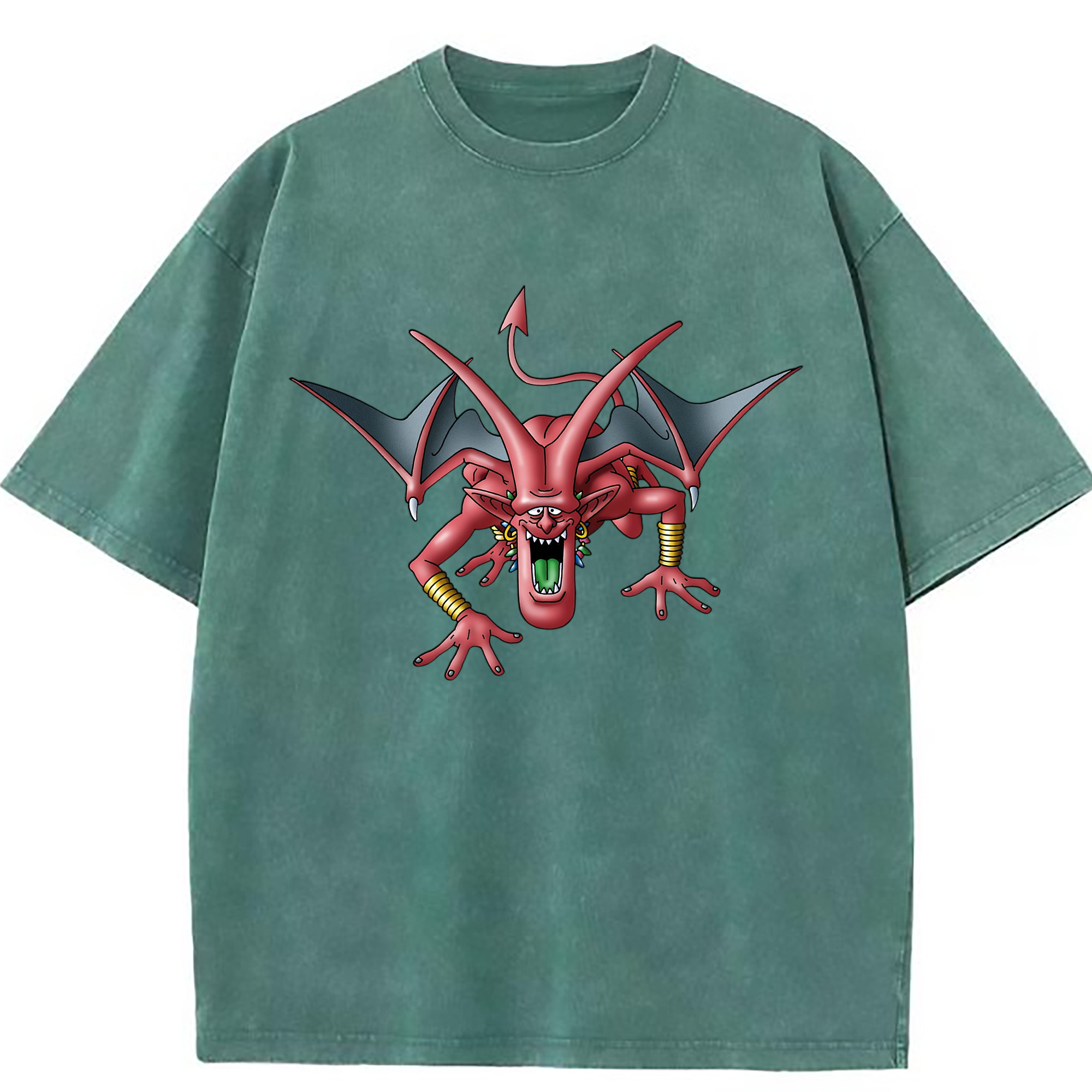 （画像用） ドラゴンクエスト Doragon Kuesuto Dragon Quest 綿100% ヴィンテージ風 半袖Tシャツ（フロントプリント）